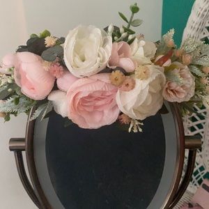 Pink and White Rose Flower Crown
